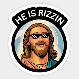 He Is Rizzin Jesus Happy face Sticker